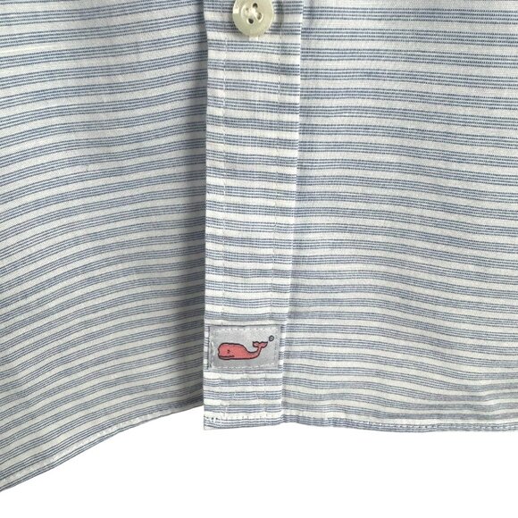 Vineyard Vines Slim Fit Copper Shirt XL Linen Blend Blue Striped NWT TP-3442 - Picture 4 of 11